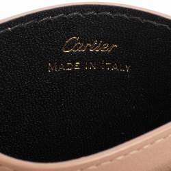 مملوكة مسبقًا Cartier Beige Leather Simple Card Holder 