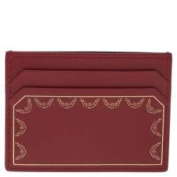 Pre Owned Cartier Red Leather Guirlande de Cartier Card Holder