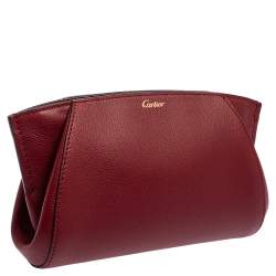 Pre Owned Cartier Red Leather C De Cartier Clutch