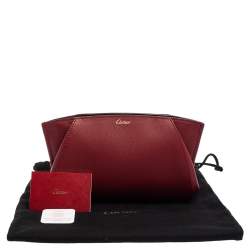 Pre Owned Cartier Red Leather C De Cartier Clutch