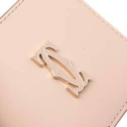 Pre Owned Cartier Beige Leather Double C De Cartier Card Holder