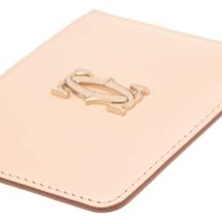 Pre Owned Cartier Beige Leather Double C De Cartier Card Holder