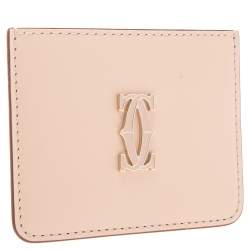 Pre Owned Cartier Beige Leather Double C De Cartier Card Holder