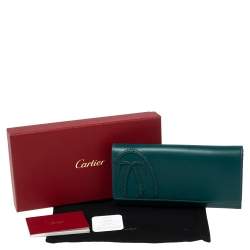 Pre Owned Cartier Green Leather Flap Continental Wallet