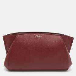 Pre Owned Cartier Burgundy Leather C De Cartier Clutch