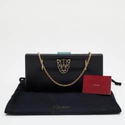 Cartier Black Leather Panthere De Cartier Chain Clutch