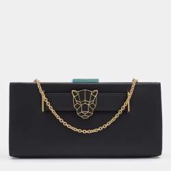 Cartier Black Leather Panthere De Cartier Chain Clutch