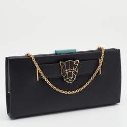 Cartier Black Leather Panthere De Cartier Chain Clutch