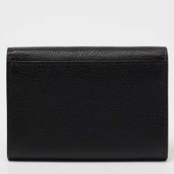 Pre Owned Cartier Black Leather C De Cartier Compact Wallet