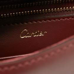 Pre Owned Cartier Maroon Leather Must De Cartier Carnassiere Shoulder Bag