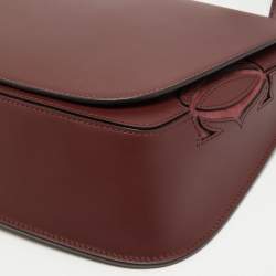 Pre Owned Cartier Maroon Leather Must De Cartier Carnassiere Shoulder Bag