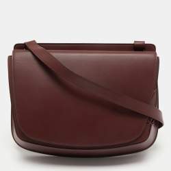 Pre Owned Cartier Maroon Leather Must De Cartier Carnassiere Shoulder Bag