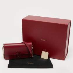 Pre Owned Cartier Red Leather Double C de Cartier Shoulder Bag