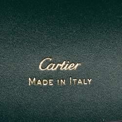 Pre Owned Cartier Green Leather Double C de Cartier Flap International Continental Wallet