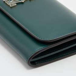 Pre Owned Cartier Green Leather Double C de Cartier Flap International Continental Wallet