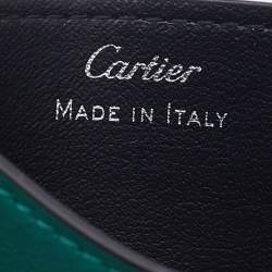 Pre Owned Cartier Two Tone Green Leather Must De Cartier Simple Card Holder