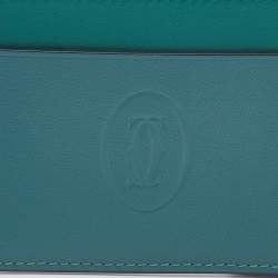 Pre Owned Cartier Two Tone Green Leather Must De Cartier Simple Card Holder