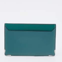 Pre Owned Cartier Two Tone Green Leather Must De Cartier Simple Card Holder