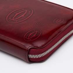 Pre Owned Cartier Red Glossy Leather Happy Birthday Zip Around Wallet