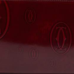 Pre Owned Cartier Red Glossy Leather Happy Birthday Zip Around Wallet