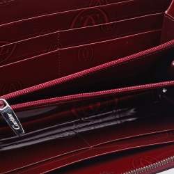 Pre Owned Cartier Red Glossy Leather Happy Birthday Zip Around Wallet