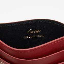 Pre Owned Cartier Red Leather Guirlande de Cartier Card Holder