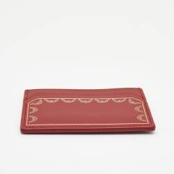 Pre Owned Cartier Red Leather Guirlande de Cartier Card Holder