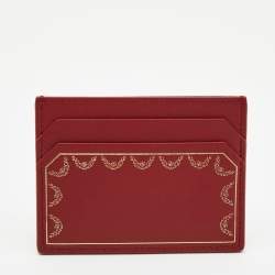 Pre Owned Cartier Red Leather Guirlande de Cartier Card Holder