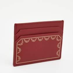 Pre Owned Cartier Red Leather Guirlande de Cartier Card Holder