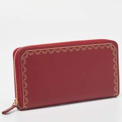 Pre Owned Cartier Red Leather Guirlande de Cartier Zip Around Wallet