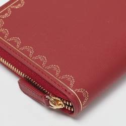 Pre Owned Cartier Red Leather Guirlande de Cartier Zip Around Wallet