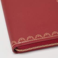 Pre Owned Cartier Red Leather Guirlande de Cartier Zip Around Wallet