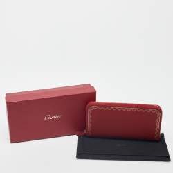 Pre Owned Cartier Red Leather Guirlande de Cartier Zip Around Wallet