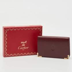 Cartier Burgundy Leather Must de Cartier Bifold Card Case