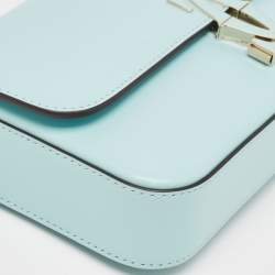 Pre Owned Cartier Baby Blue Leather Mini C De Cartier Chain Bag