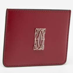 Cartier Red Leather Double C De Cartier Card Holder 
