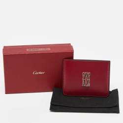 Cartier Red Leather Double C De Cartier Card Holder 