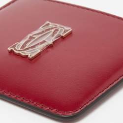 Cartier Red Leather Double C De Cartier Card Holder 
