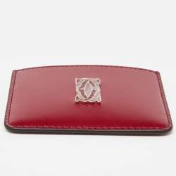 Cartier Red Leather Double C De Cartier Card Holder 