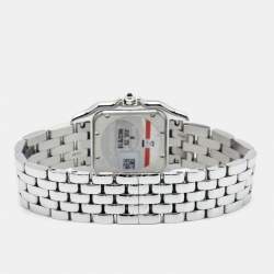 Pre Owned Cartier Silver Stainless Steel Diamond Panthere De Cartier W4PN0008 Women's Wristwatch 29 mm