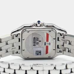 Pre Owned Cartier Silver Stainless Steel Diamond Panthere De Cartier W4PN0008 Women's Wristwatch 29 mm
