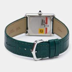 Cartier Green Stainless Steel Alligator Leather Tank Must WSTA0056 Women's Wristwatch 25.50 mm