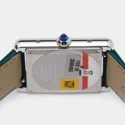 Cartier Green Stainless Steel Alligator Leather Tank Must WSTA0056 Women's Wristwatch 25.50 mm