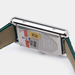 Cartier Green Stainless Steel Alligator Leather Tank Must WSTA0056 Women's Wristwatch 25.50 mm