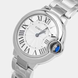 مملوكة مسبقًا Cartier Ballon Bleu W6920084 Silver Dial Stainless Steel Women's Wristwatch 33 mm