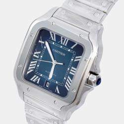 Cartier Santos de Cartier Stainless Steel Automatic Large Model Blue Dial Wssa0030 Men's Watch 39.8 MM 