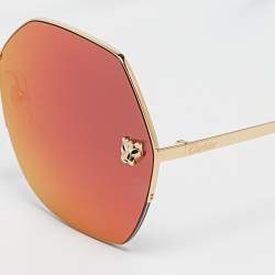 Cartier Gold Mirrored CT0332S Panthere Geometric Sunglasses