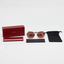 Cartier Gold Mirrored CT0332S Panthere Geometric Sunglasses
