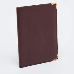 Pre Owned Cartier Burgundy Leather Must de Cartier Passport Holder