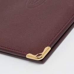 Pre Owned Cartier Burgundy Leather Must de Cartier Passport Holder